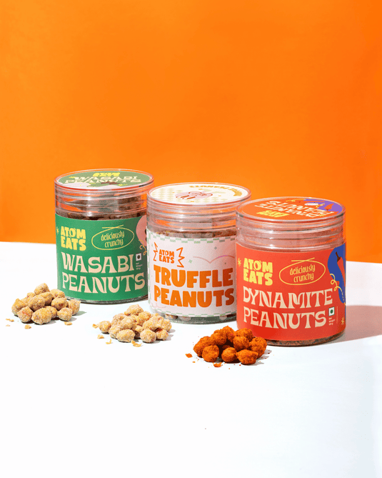 Atom Eats | Truffle Peanuts, Pack of 2, Delicious Black Truffle & Cheese Sprinkled Crunchy Peanuts, 120 g each