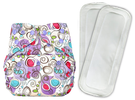 Diaper Cover (Viloet Print) + Two Wet Free Insert