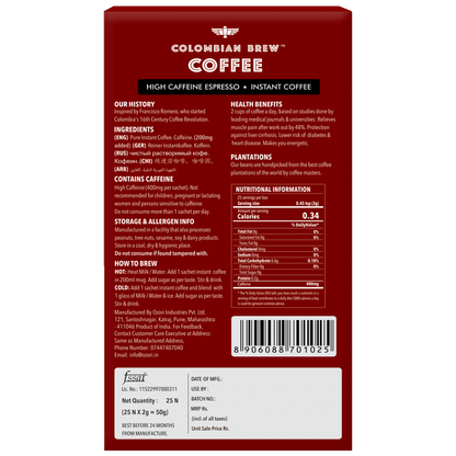 High Caffeine Espresso Instant Coffee Powder, Strong, 50g 