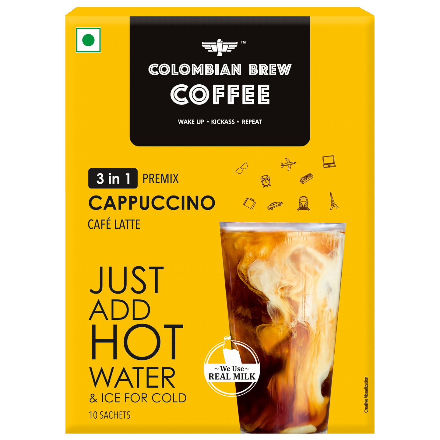 3 in 1 Cappuccino CafÃ© Latte, Instant Coffee Powder Premix, 10 Sachets Box 