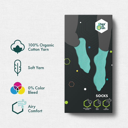 Sky-light! Unisex Socks, 100% Organic Cotton, Crew Length, Pack of 3