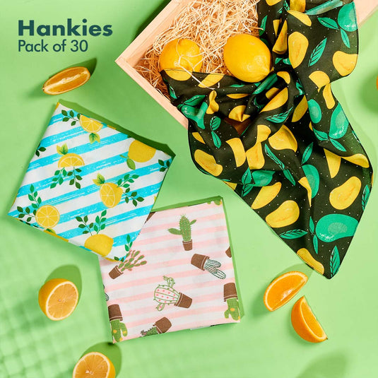 My Hanky Closet! Unisex Hankies, 100% Organic Cotton, Pack of 30 + Free Tin Box