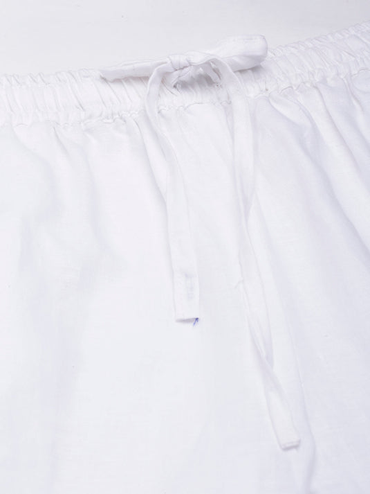 Men Hemp White Broad Bottom Comfort Pant