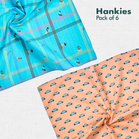 Travelicious! + TBC! The Boss Collection! Unisex Hankies, 100% Organic Cotton, Pack of 6