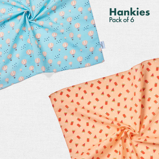 Child-unlock! + Travelicious! Unisex Hankies, 100% Organic Cotton, Pack of 6