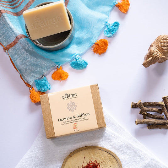 Organic Licorice & Saffron Brightening Bath Bar- 100gm