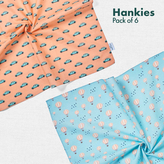 Travelicious! + Happy High! Unisex Hankies, 100% Organic Cotton, Pack of 6