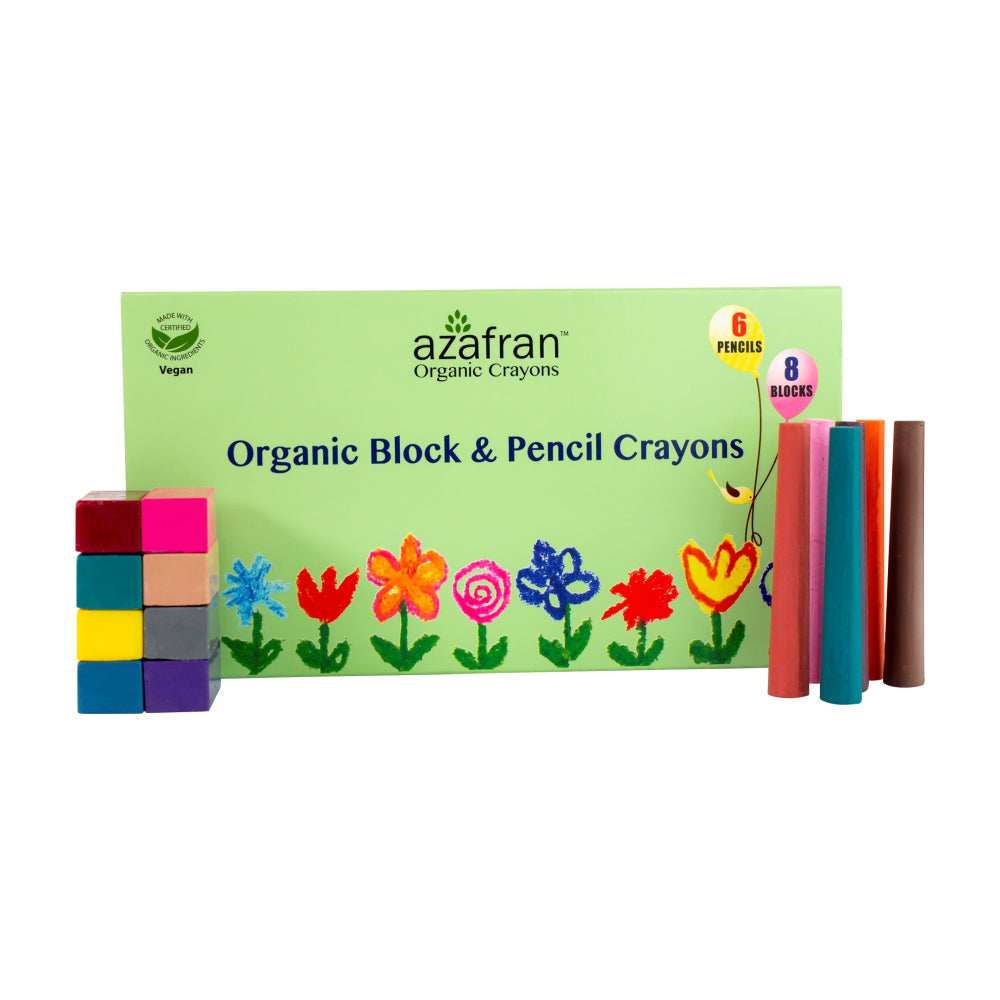 Organic Crayon Combo, 8 Standard Blocks & 6 Pencils