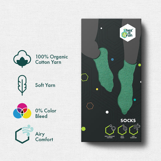 Minty Peach! Unisex Socks, 100% Organic Cotton, Crew Length, Pack of 3