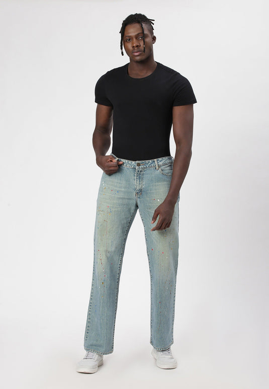 Mid Indigo Mid Rise Straight Jeans