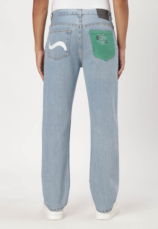 Mid Indigo Mid Rise Straight Jeans