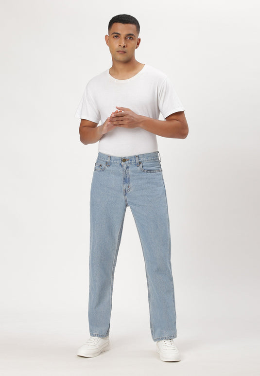 Mid Indigo Mid Rise Straight Jeans