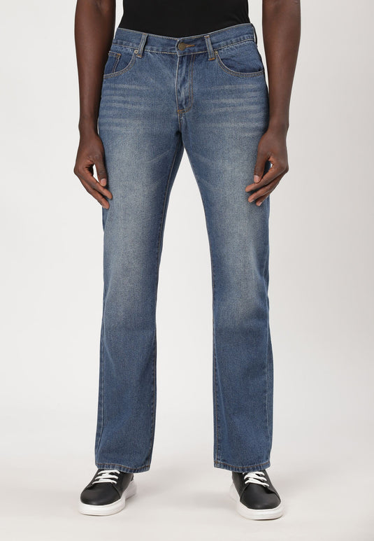 Mid Indigo Mid Rise Straight Jeans