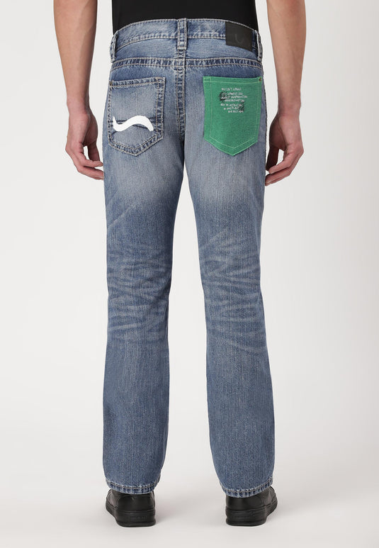 Mid Indigo Mid Rise Straight Jeans