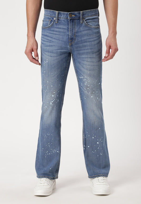 Mid Indigo Mid Rise Straight Jeans