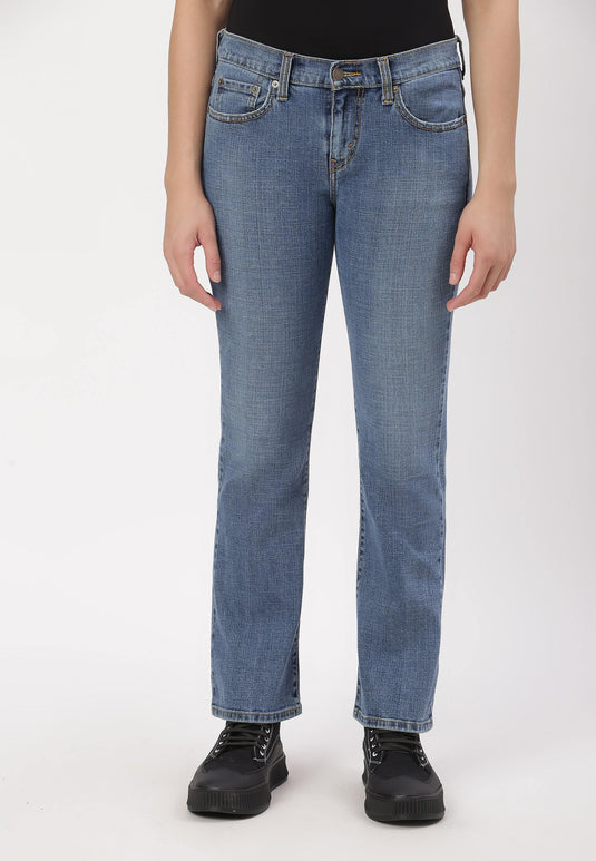 Mid Indigo Mid Rise Straight Jeans