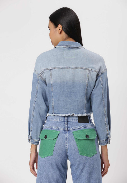 UnCrave Pledge | Light Indigo Cropped Trucker Jacket | Extra Small