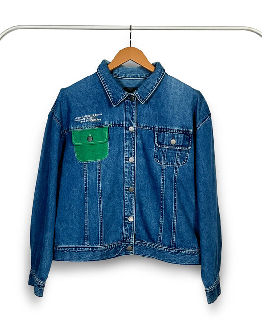 UnCrave Pledge | Mid Indigo Regular Trucker Jacket | Extra Extra Large