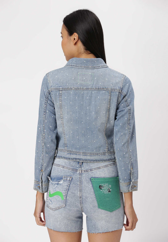 UnCrave Pledge | Light Indigo Cropped Trucker Jacket | Extra Small