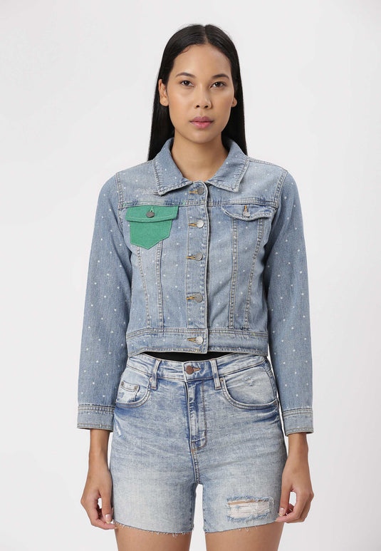 UnCrave Pledge | Light Indigo Cropped Trucker Jacket | Extra Small