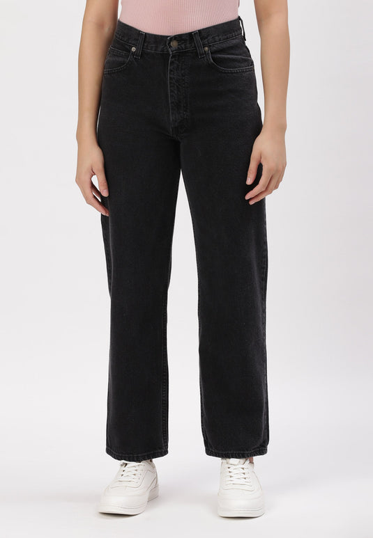 Black High Rise Straight Jeans