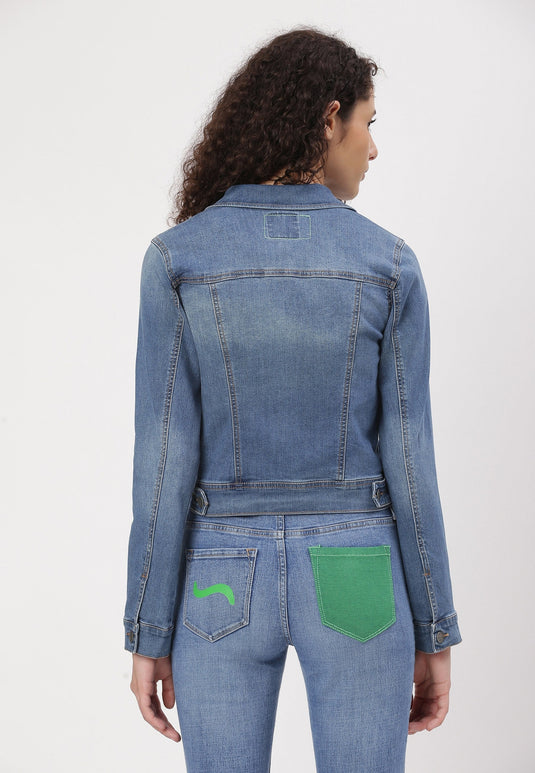 UnCrave Pledge | Mid Indigo Regular Trucker Jacket | Xtra Small