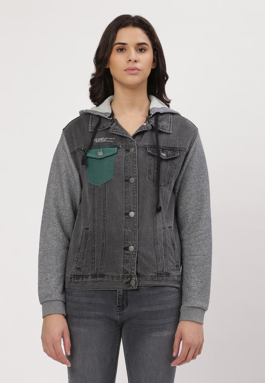 UnCrave Pledge | Grey Regular Trucker Jacket | Medium