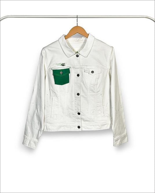 UnCrave Pledge | White Regular Trucker Jacket | Extra Extra Large