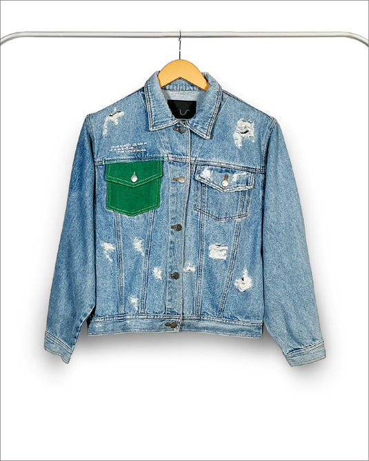 UnCrave Pledge | Mid Indigo Regular Trucker Jacket | Extra Large