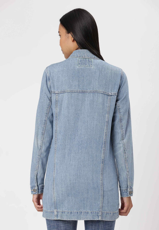 UnCrave Pledge | Light Indigo Long Trucker Jacket | Extra Small