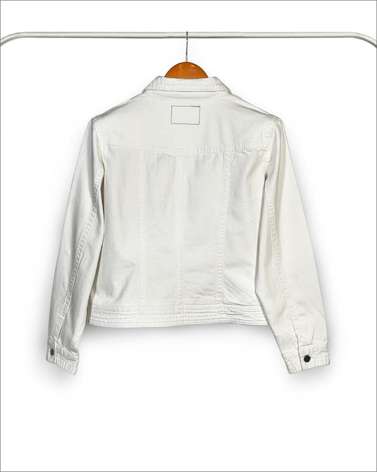 UnCrave Pledge | White Regular Trucker Jacket | Large