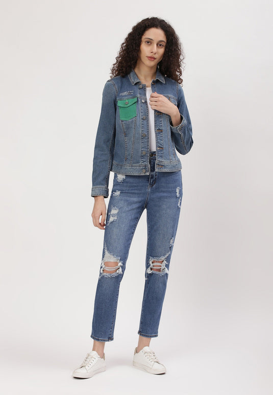 UnCrave Pledge | Mid Indigo Regular Trucker Jacket | Small