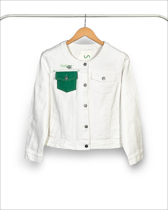 UnCrave Pledge | White Regular Trucker Jacket | Extra Large