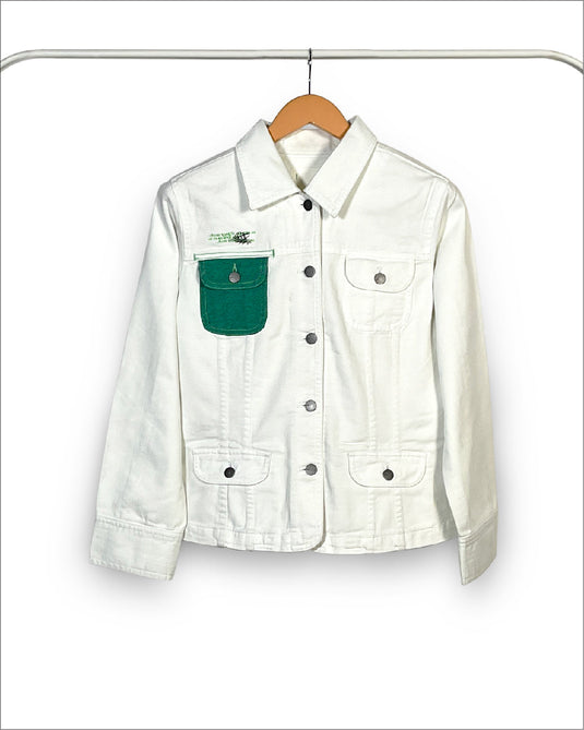 UnCrave Pledge | White Regular Trucker Jacket | Large