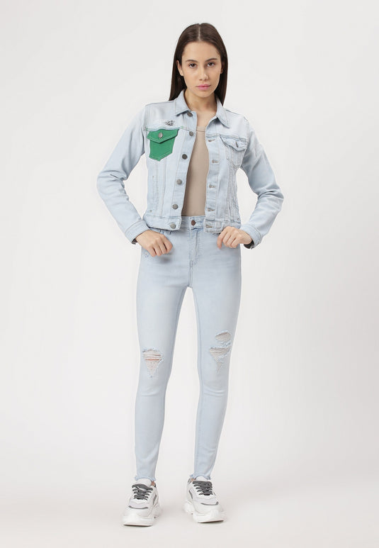 UnCrave Pledge | Light Indigo Cropped Trucker Jacket | Extra Small