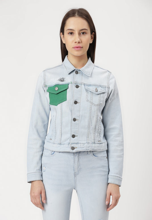 UnCrave Pledge | Light Indigo Cropped Trucker Jacket | Extra Small