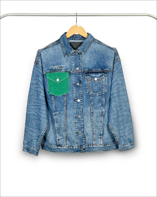 UnCrave Pledge | Mid Indigo Long Trucker Jacket | Extra Large