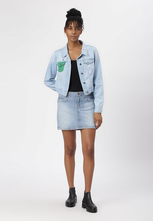 UnCrave Pledge | Light Indigo Cropped Trucker Jacket | Medium