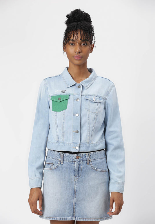 UnCrave Pledge | Light Indigo Cropped Trucker Jacket | Medium