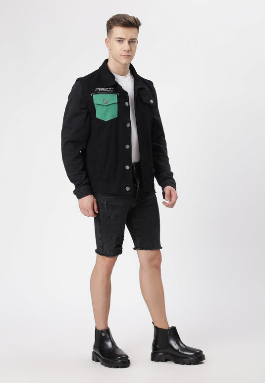 UnCrave Pledge | Black Regular Trucker Jacket | Small