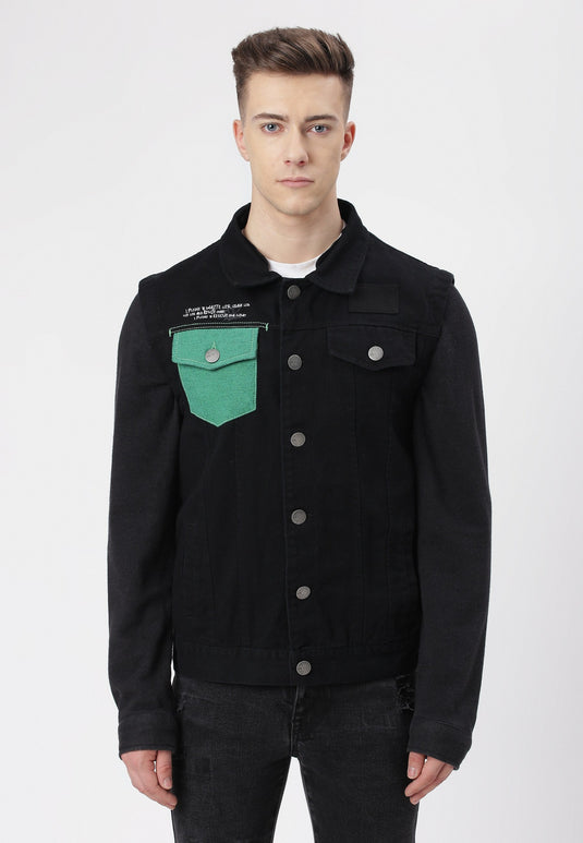 UnCrave Pledge | Black Regular Trucker Jacket | Small