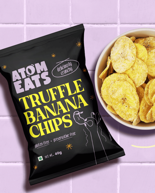 Atom Eats | Truffle Banana Chips, Pack of 2, Super Thin and Crunchy, 40 g each