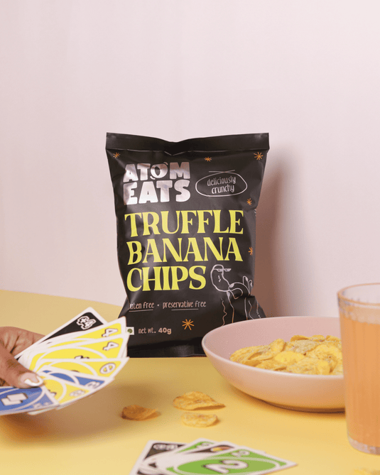 Atom Eats | Truffle Banana Chips, Pack of 2, Super Thin and Crunchy, 40 g each