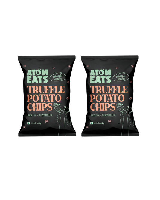 Atom Eats | Truffle Potato Chips, Pack of 2 , Ruffle Cut for Extra Flavour, 40 g each