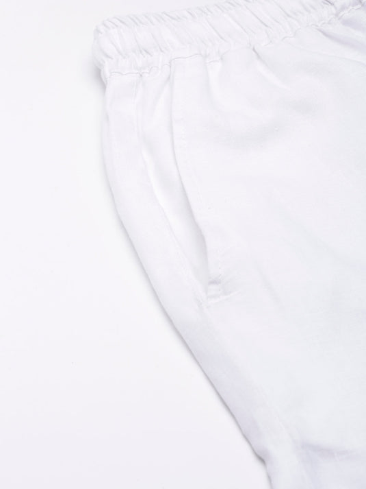 Men Hemp White Broad Bottom Comfort Pant