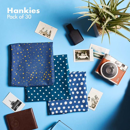 My Hanky Closet! Unisex Hankies, 100% Organic Cotton, Pack of 30 + Free Tin Box