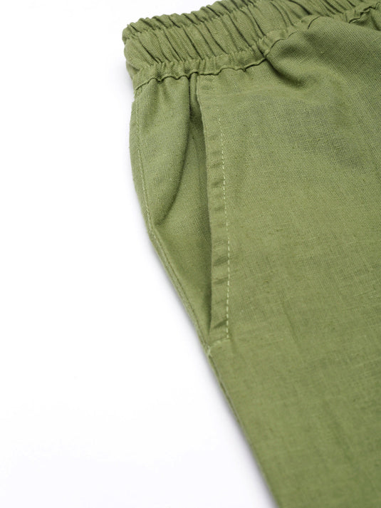 Men Hemp Regal Olive Broad Bottom Comfort Pant