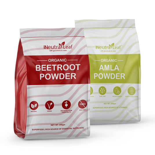 NeutraLeaf Daily Glow Bundle :- Amal Powder | Beetroot Powder | Hair Enhances Muscle Strength| Boosts Energy | Blood Pressure Management