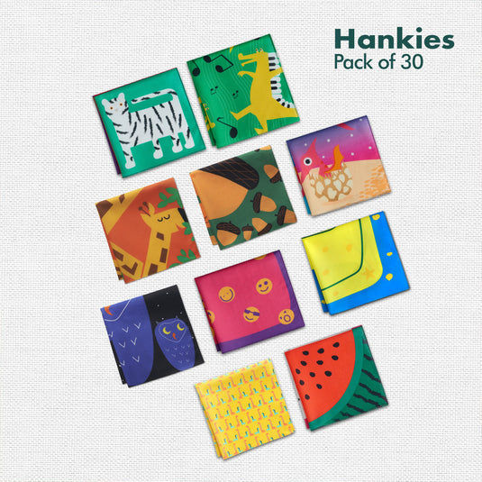 My Hanky Closet! Unisex Kid's Hankies, 100% Organic Cotton, Pack of 30