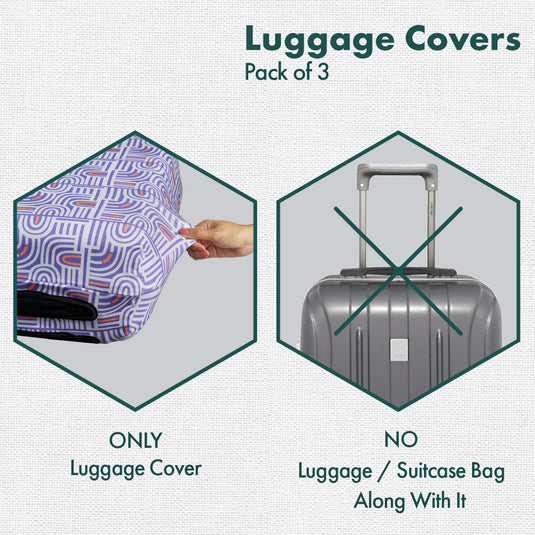 Travel Tango! Luggage Covers With Detachable Pouch, 100% Organic Cotton Lycra, Small+Medium+Large Sizes, Pack of 3